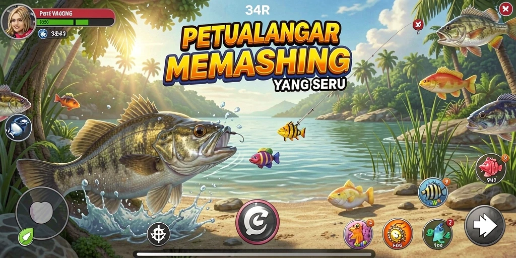 Tangkapan ikan besar dalam gameplay 34R yang menantang.