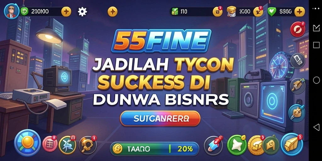 Screenshot gameplay 55FIVE yang menggambarkan dinamika bisnis.