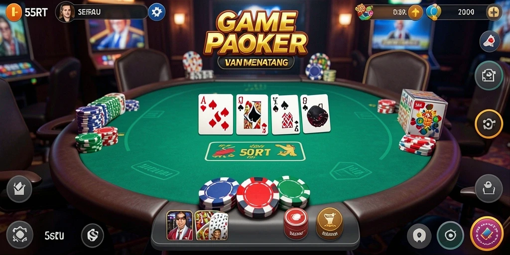 Tampilan gameplay Poker yang mendebarkan di 55RT.