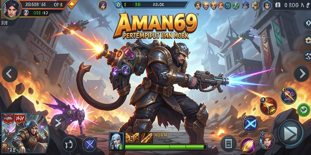 Tampilan gameplay seru di arena pertempuran AMAN69.