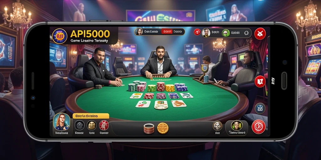Screenshot API5000 menampilkan dealer langsung dan suasana kasino yang realistis.