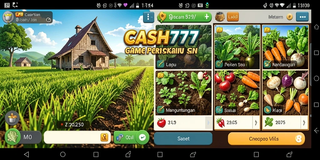 Tampilan gameplay CASH777 yang menarik dengan pertanian yang luas.
