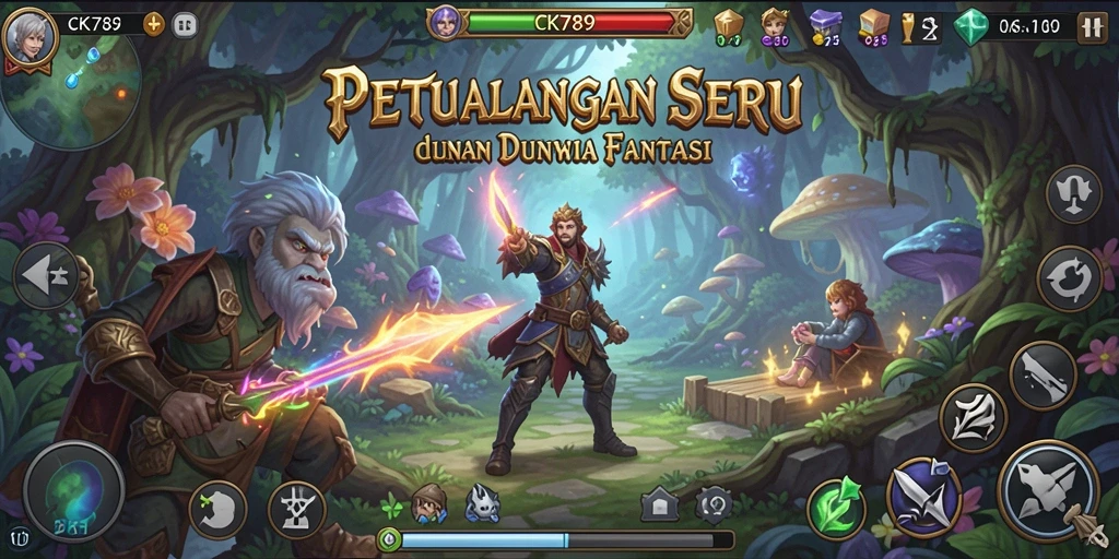 Tangkapan layar CK789 menunjukkan petualangan mendebarkan di dunia fantasi.
