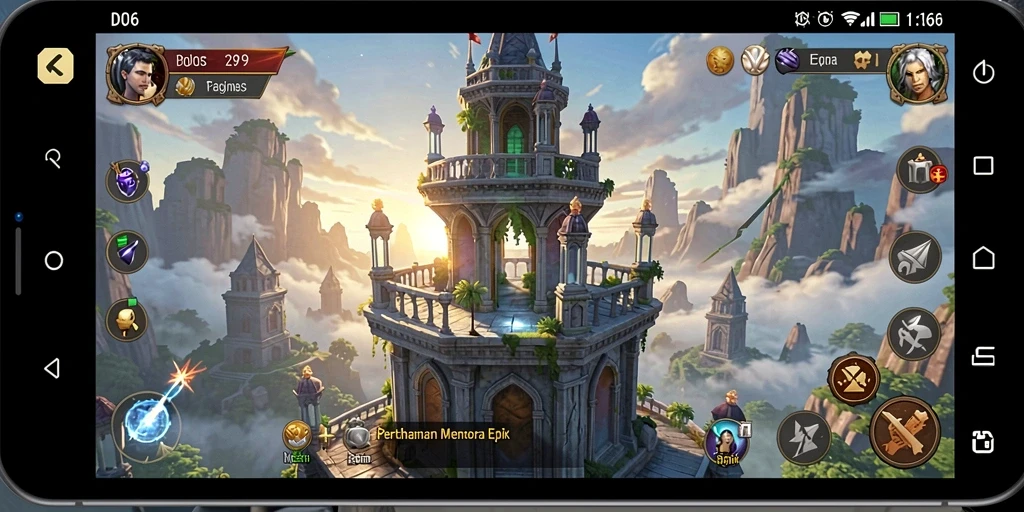 Tampilan gameplay D06 yang menarik dalam mengatur pertahanan menara.