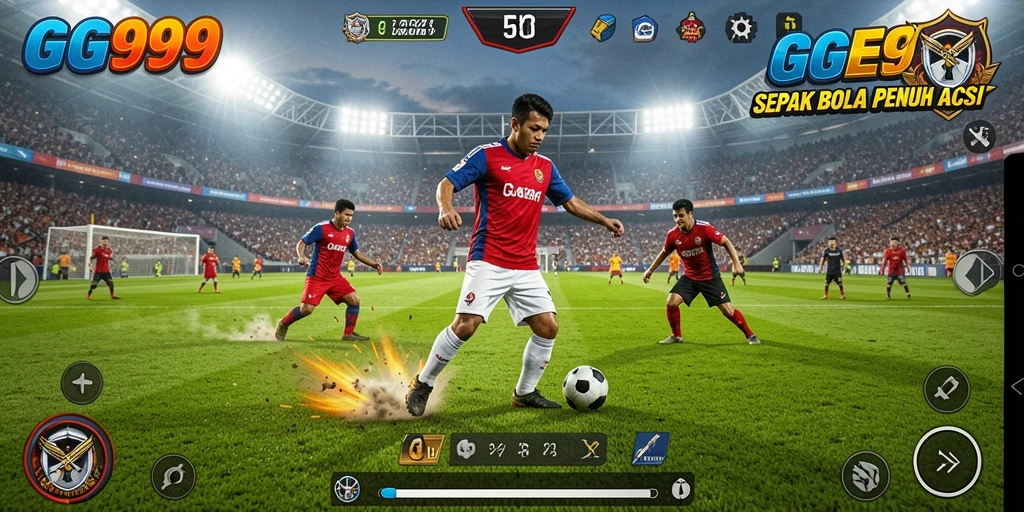 Tampilkan aksi seru dalam gameplay sepak bola GG999.