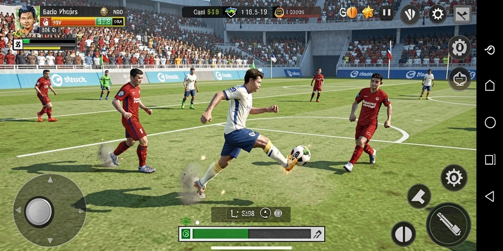 Tampilan menarik dari gameplay olahraga yang intens dan mendebarkan.
