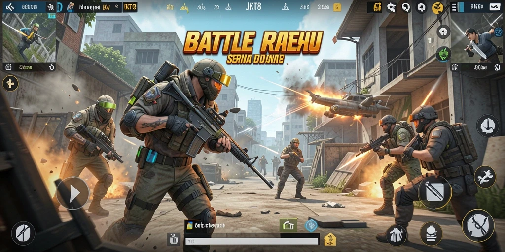 Screenshot gameplay <strong>JKT8</strong> menunjukkan aksi pertempuran yang intens.