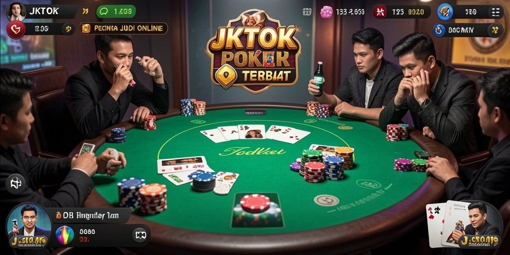 Screenshot gameplay JKTOK menampilkan suasana pertandingan Poker yang dinamis.