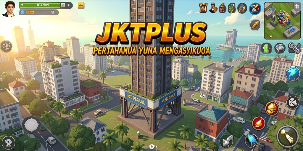 Tampilan interaktif JKTPLUS menunjukkan aksi menara yang menakjubkan dalam mempertahankan wilayah.