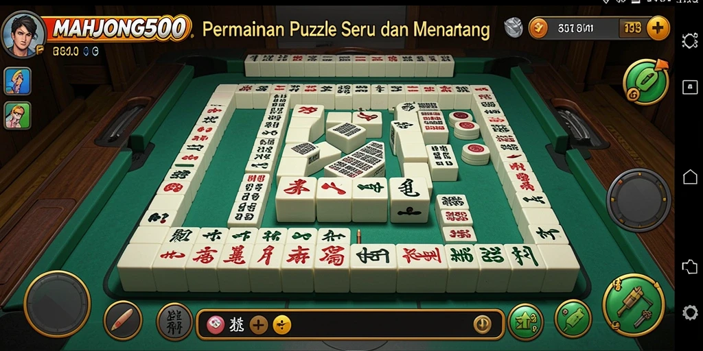 Screenshot gameplay MAHJONG500 menunjukkan kemeriahan permainan Puzzle.