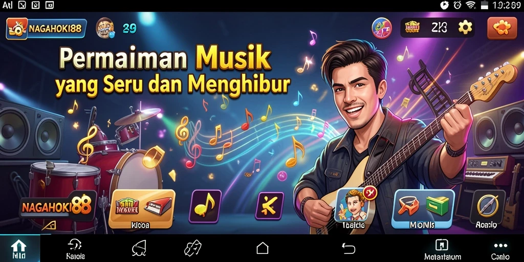 Tampilan gameplay NAGAHOKI88 dengan berbagai lagu yang seru.