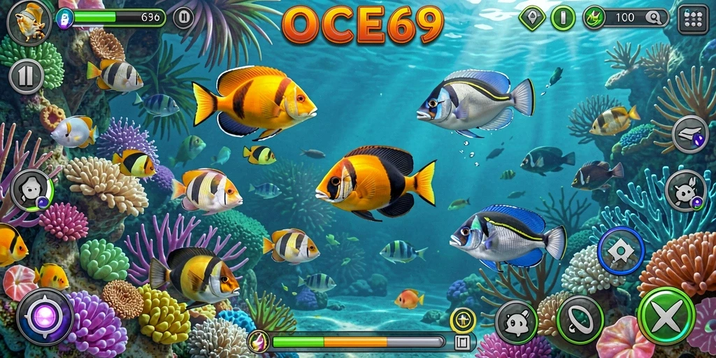 Screenshot OCE69 menampilkan gameplay Tembak Ikan yang seru dan menarik.