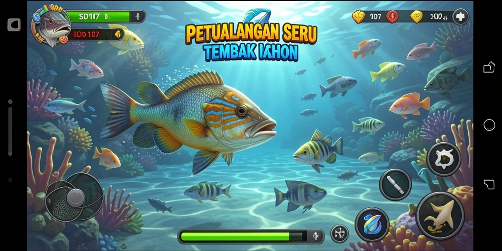 Tangkapan layar gameplay seru Tembak Ikan SD107.